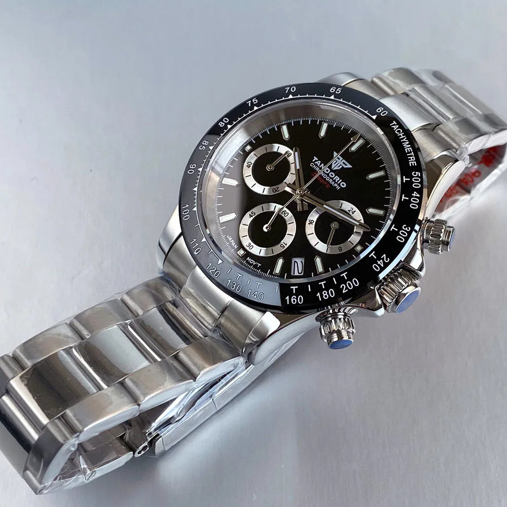 Relógio de Luxo para Homem VK63 com Movimento de Quartzo, Cronógrafo Business, 39mm, Aço/Ouro Rosa, Data, Mostrador Luminescente, Cronógrafo Completo