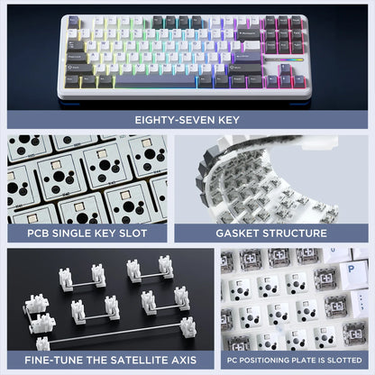 Original AULA F87 Pro Mechanical Keyboard Wireless USB Bluetooth Tri Mode 87 Key RGB PBT Gasket Laptop Gamer PC Gaming Keyboards