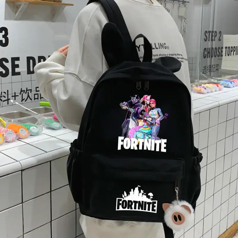 New Fortnite Cartoon Backpack Boy Girl Casual Schoolbag Large Capacity Student Bag Rabbit Ears Travel Backpack Stationery Gift