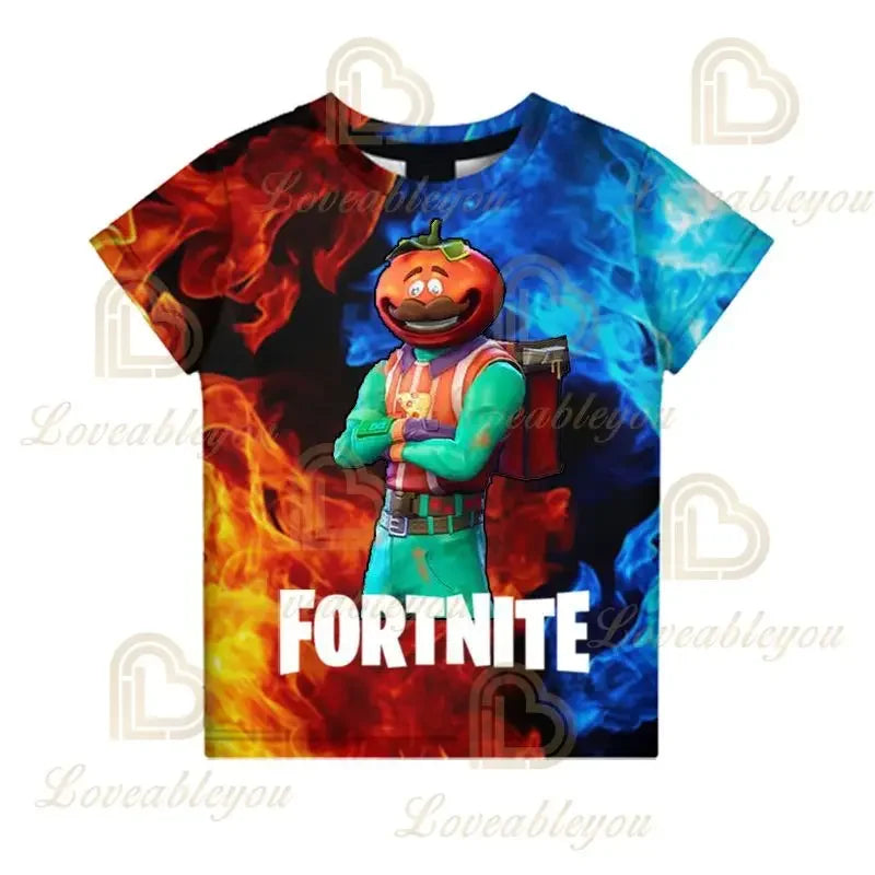 New Fortnite Summer T Shirt Boys Cartoon Cute Tee Short Sleeve Shirt Men Women Children Tshirts Teenager Tee Streetwear Tops