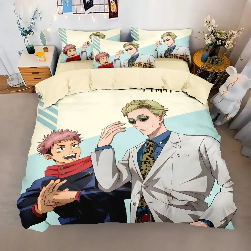 Japan Famous Anime Duvet Cover Sets,Jujutsu Kaisen Bedding Set,Satoru Gojo Bedding Set for Teenagers Boys Adults