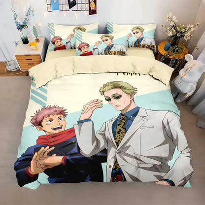 Japan Famous Anime Duvet Cover Sets,Jujutsu Kaisen Bedding Set,Satoru Gojo Bedding Set for Teenagers Boys Adults