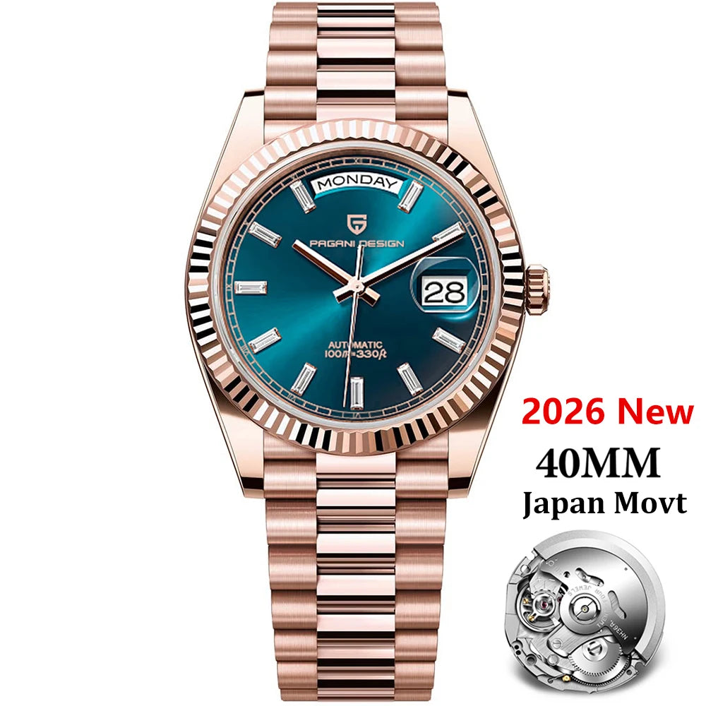 PAGANI DESIGN Men's Watches DD40 Gold White Luxury Automatic Watch Men Japan Movt Date Week Mechanical Watches For Men 2026 New