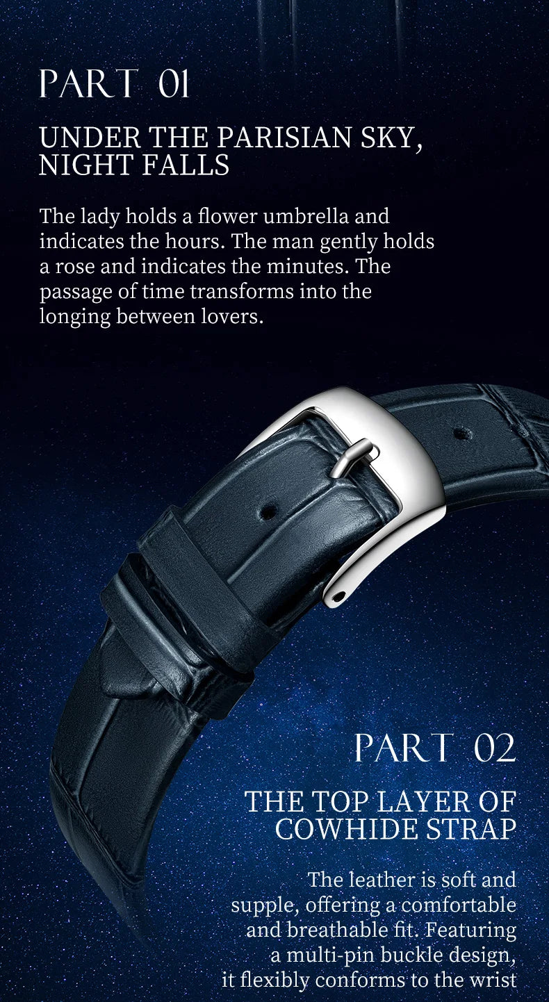 BONEST GATTI 3004 Women's Fashion Quartz Wristwatch Bridge Of Lovers Dial Stainless Steel Case Watches for Women