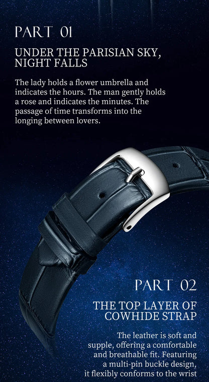 BONEST GATTI 3004 Women's Fashion Quartz Wristwatch Bridge Of Lovers Dial Stainless Steel Case Watches for Women
