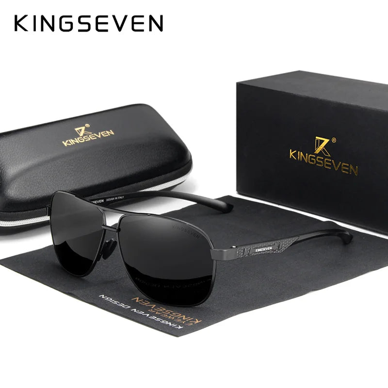 KINGSEVEN New Aluminum Men Fashion Sun Glasses Travel Driving Male Eyewear Oculos  band sunglasses N7188