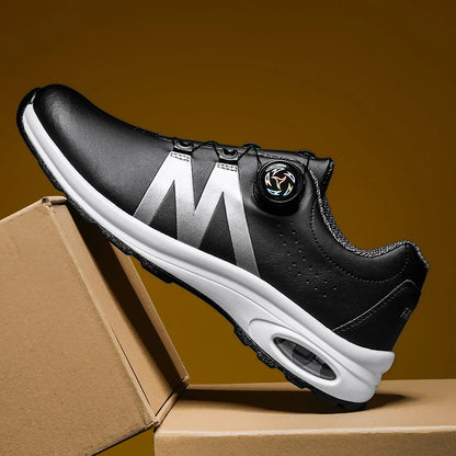 Golf Shoes Air Cushion Men Sports Running Driving Shoes Breathable Lightweight Comfortable Athletic Nonskid Rotating Sneakers
