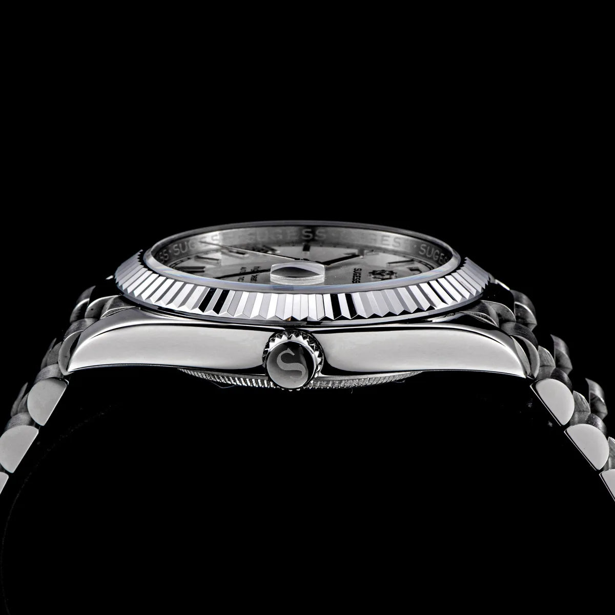 Sugess Watch Mens 40mm Date Day Automatic Dandong Peacock SL3034 Movement Retro Mechanical Wristwatch Sapphire Glass Golden New