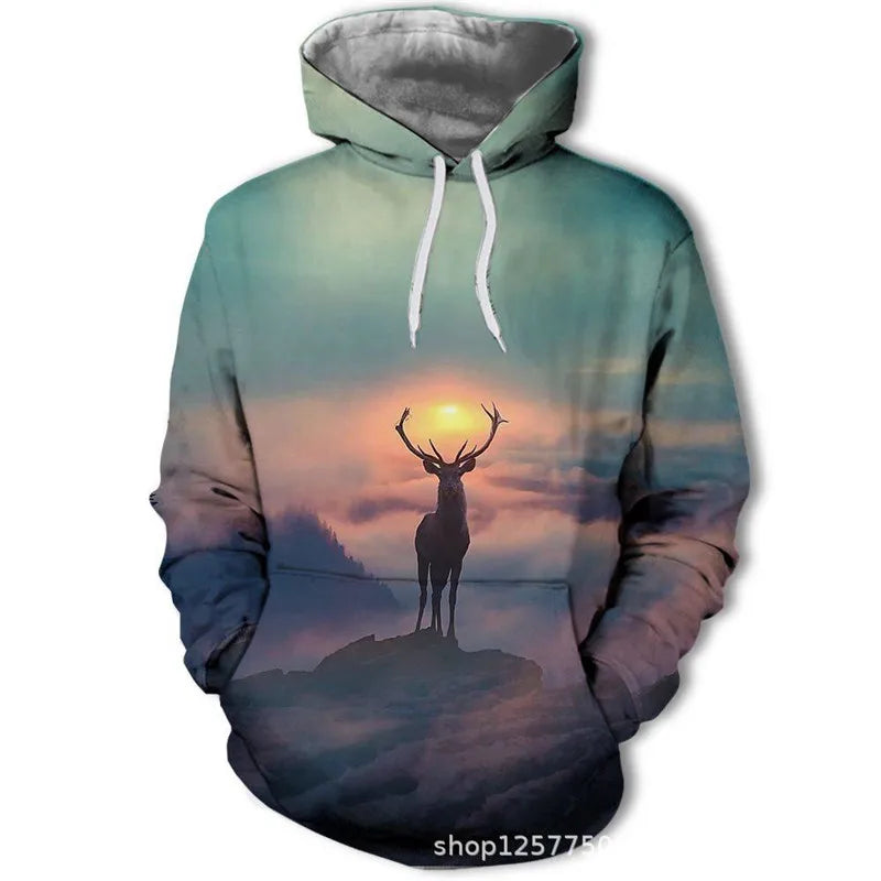 New Fashion Animal 3D Printed Hoodie Men and Women Personalized Design Sweatshirt Snow Double Wolf Harajuku Oversized Hoodie