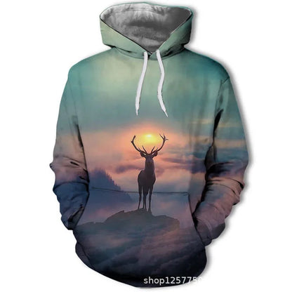 New Fashion Animal 3D Printed Hoodie Men and Women Personalized Design Sweatshirt Snow Double Wolf Harajuku Oversized Hoodie