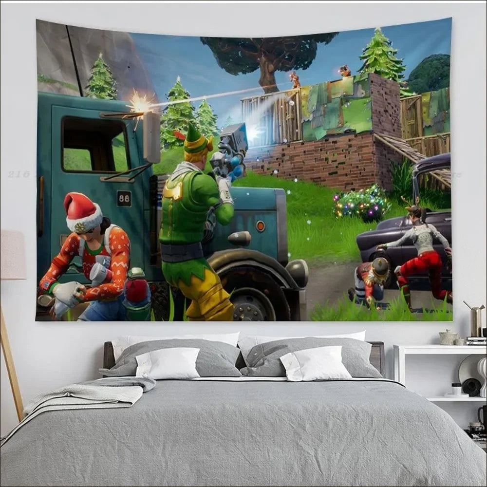 Cartoon Battle Royales F-Fortnites Tapestry Tapestry Art Printing Indian Buddha Wall Decoration Witchcraft Bohemian Home Decor