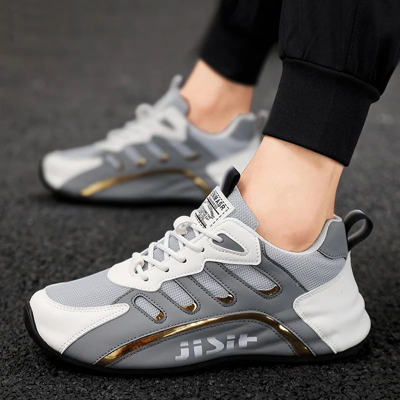 Breathable and comfortable men's sports shoes, with an inner height increase and a low top strap, suitable for outdoor sports an