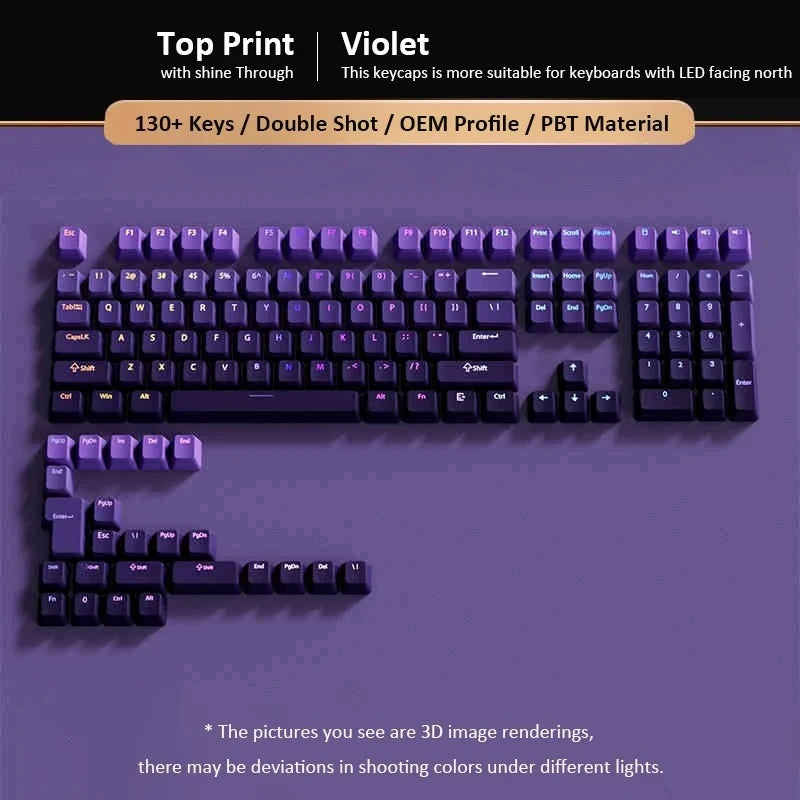 Conjunto de 133+ teclas OEM em gradiente para teclado mecânico gaming com switches Cherry MX, PBT retroiluminado RGB, layout ISO