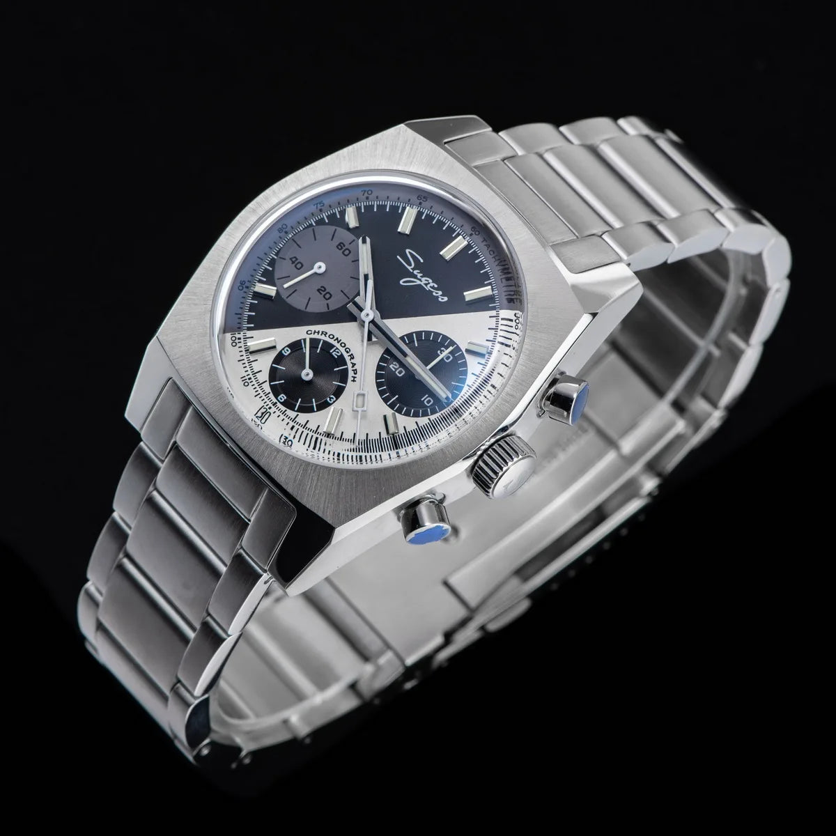 Sugess S419 Series 37mm Original Swanneck Movement Chronograph Master Mens Watch Mechanical Wristwatch Dome Sapphire Crystal New