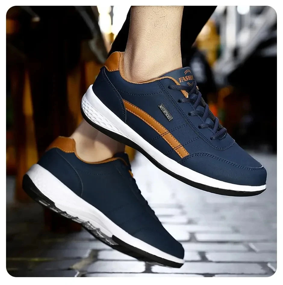 Leather Sneakers for Men, Casual Shoes, Soft Bottom, Outdoor Walking Shoe, Sports, Four Seasons