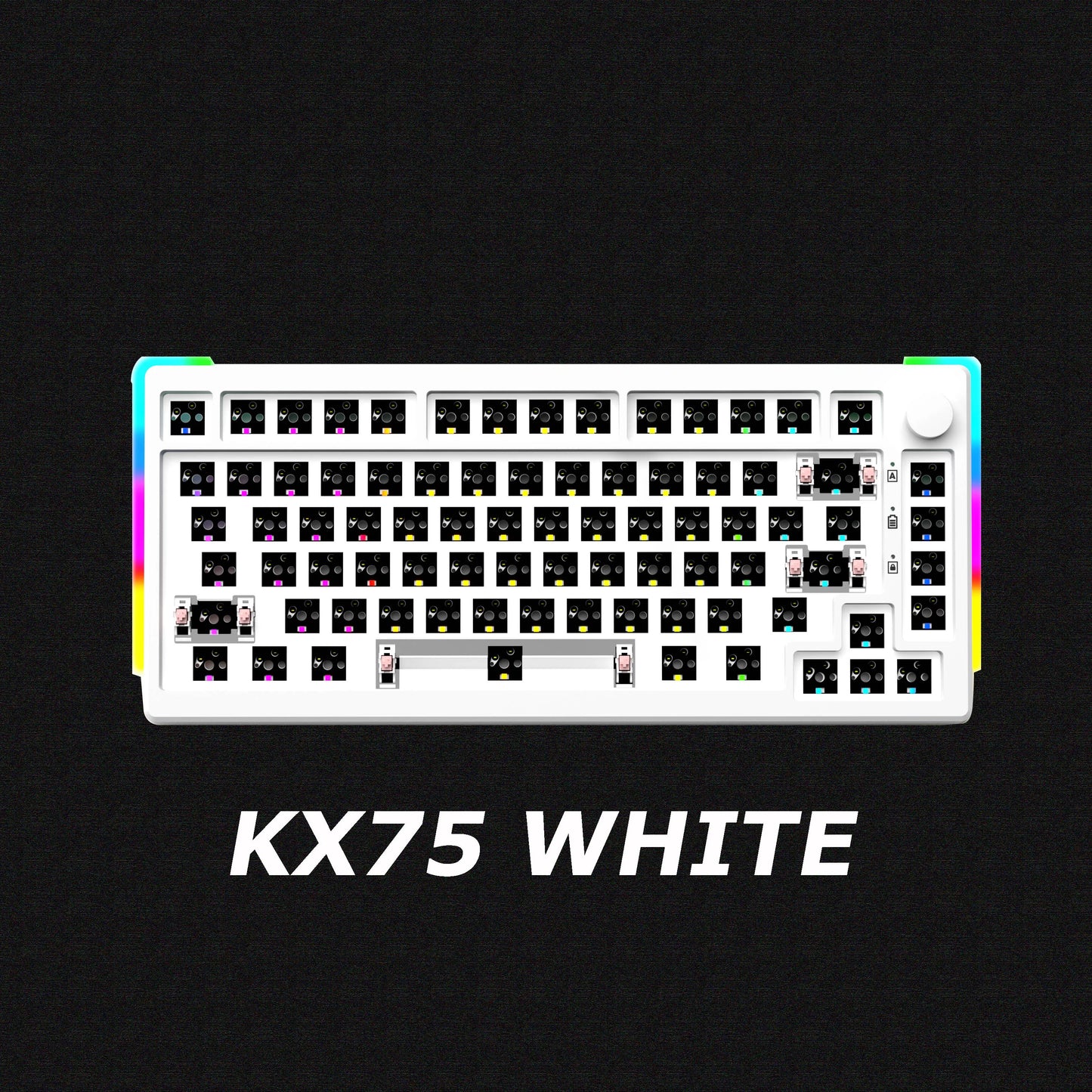 MAIMOOO KX75 75% Keyboard Kit Hotswap Transparent Full RGB Backlit 2.4GHz/Bluetooth Macro Custom DIY Mechanical Keyboard