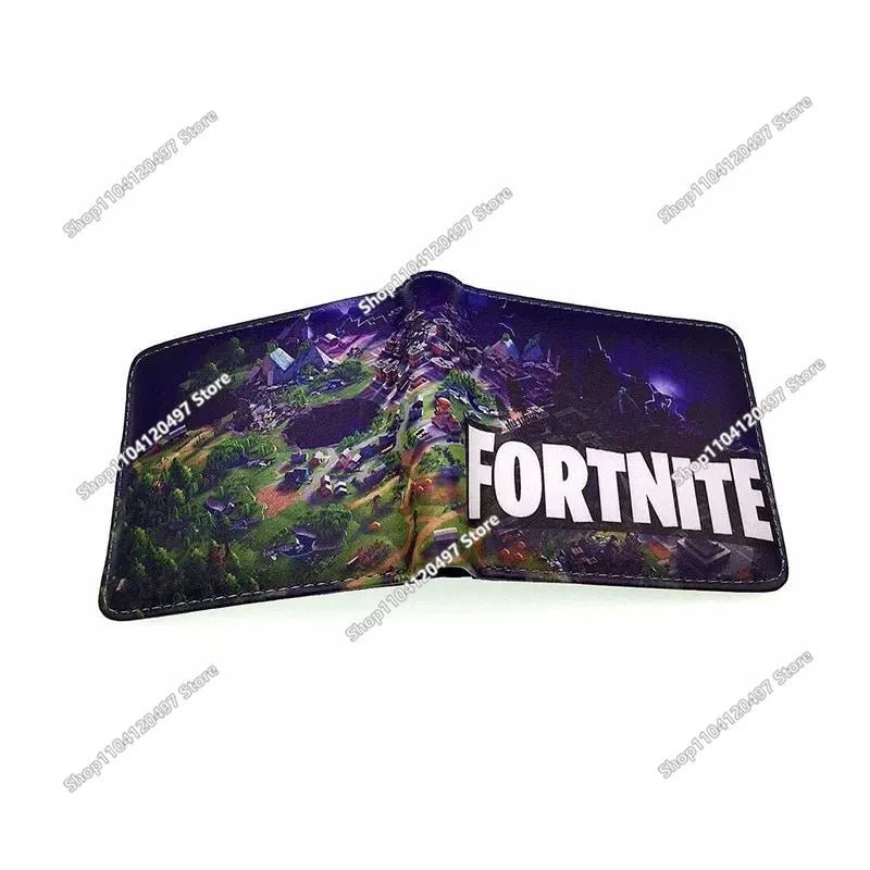 Fortnite Shooting Game Peripheral PU Snap Button Wallet Anime Coin Purse Folding Leather Wallet Card Holder Student Gifts