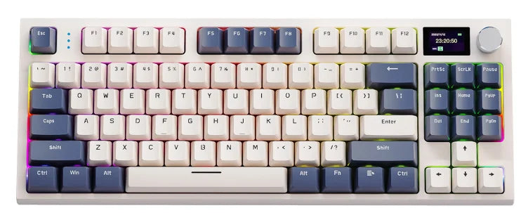 ATTACK SHARK K86 Mechanical Keyboard with Metal Knob, TFT Smart Color Screen, 87-key Layout, RGB Lighting, and Three-mode Connection