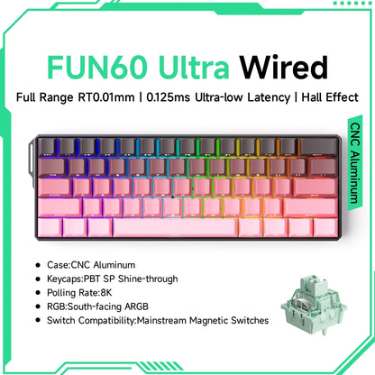 Akko MonsGeek FUN60 mechanische Tastatur mit Magnetschaltern, 60% Gaming-Tastatur, Rapid Trigger 0.01mm, 8K, ARGB, HE/TMR, Custom Keyboard