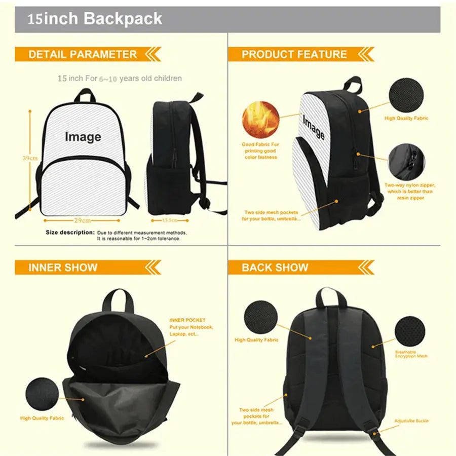 3Pcs FORTNITE Cartoon School Set Lightweight Backpack Front Pocket Lunch & Pencil Case For Kids Age 5-9 Free 3D Printed Keychain