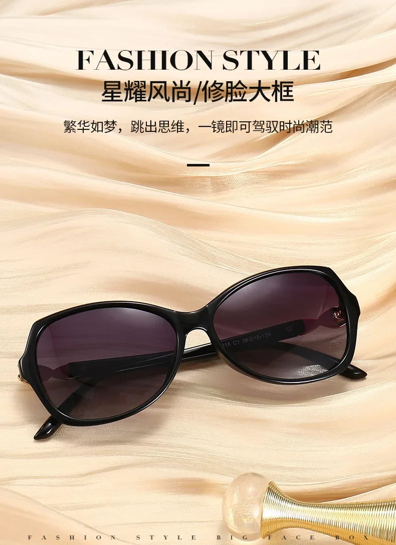 -75 -100 +125 Women Sunglasses Polarized Myopia Elegant Diamond-Embedded Frame Small Sunset Sunglasses Hyperopia Customization
