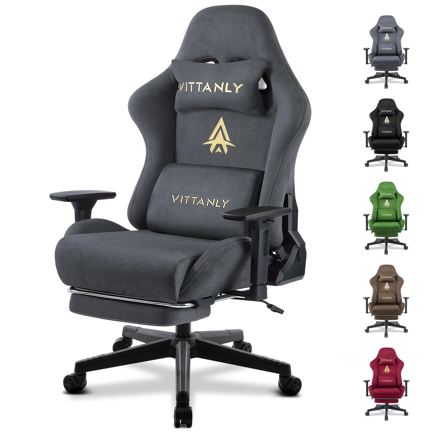 Brand Gaming Chair Breathable Ergonomic Office Chair Lumbar Support Height Adjustable Faux Suede Recliner with Footrest Headrest