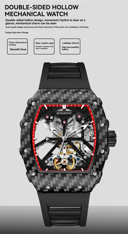 Fully automatic skeleton mechanical watch, fashionable personality, luxury hot men's watch, casual business watch