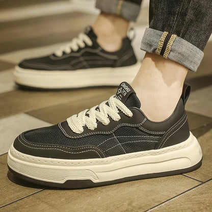 Sneakers da uomo ultraleggere in rete traspirante, scarpe casual alla moda con suola spessa, comode scarpe da ginnastica stringate per camminare tutti i giorni