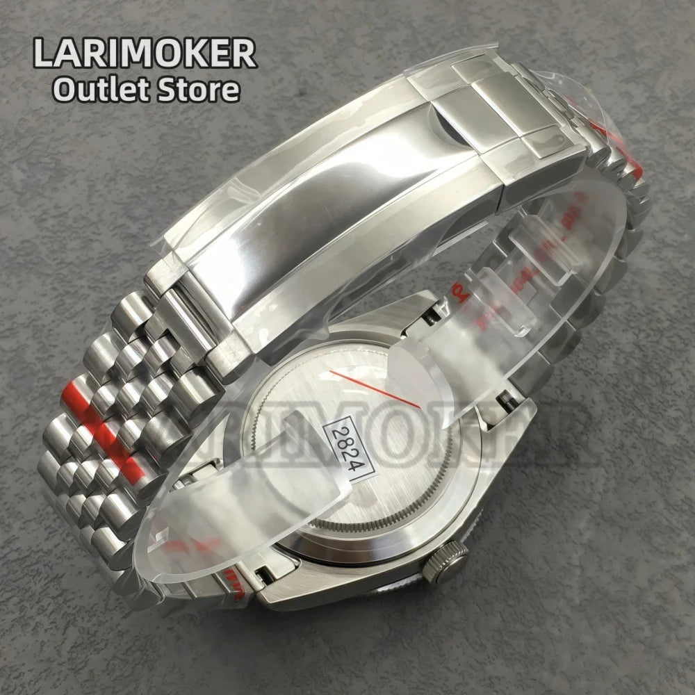 LARIMOKER NH35 39mm Automatic Men's Watch Domed Sapphire Glass 100m Diving Vintage Wine Red Insert Dial Super Luminous Watch