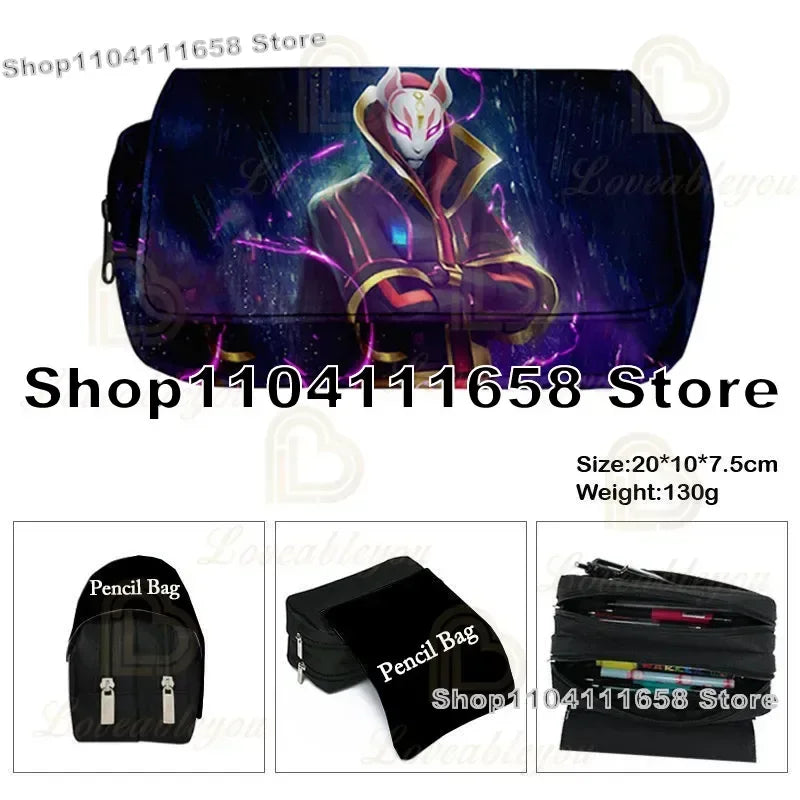 Fortnited Trousse Large Capacity Waterproof Velcro Pencil Case Student Black Estuche Stationery School Pennenzak Supplies