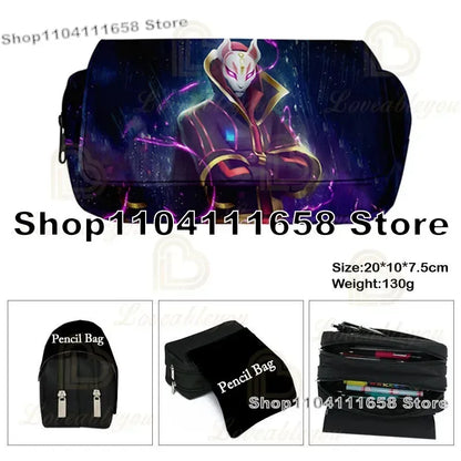 Fortnited Trousse Large Capacity Waterproof Velcro Pencil Case Student Black Estuche Stationery School Pennenzak Supplies
