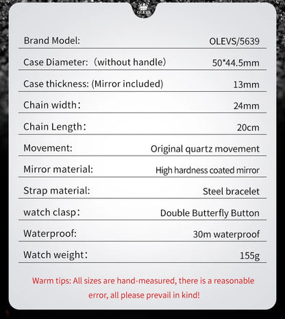 OLEVS New Design Tonneau Watch Men Luminous Waterproof Date Stainless Steel Chronograph Quartz Watches for Men Relogio Masculino