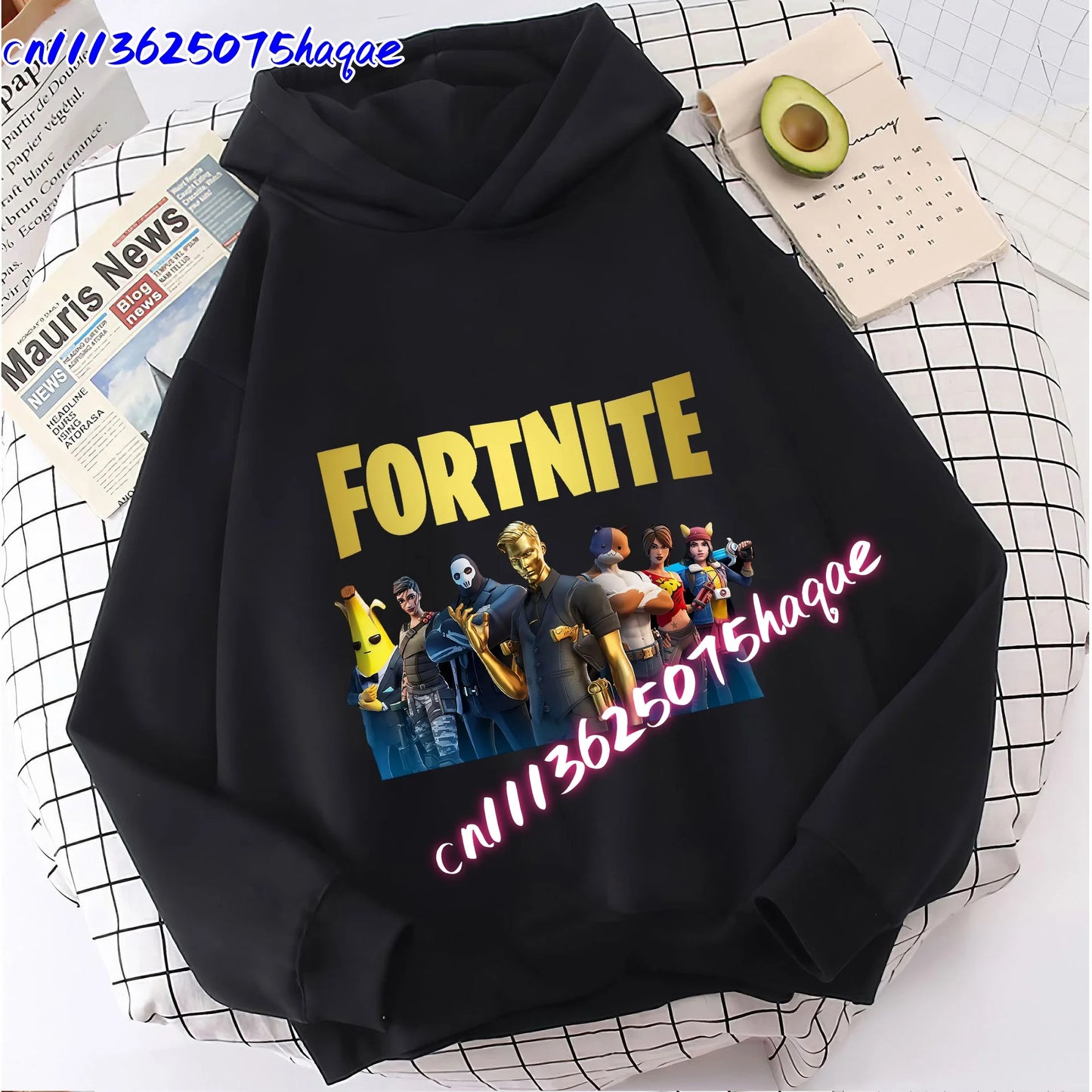 Sweatshirts Fortnite Novos para Criança, Hoodie com Estampado de Personagem de Jogo em Desenho Animado, Tops Casuais de Outono, Roupa de Inverno para Meninos Bebés