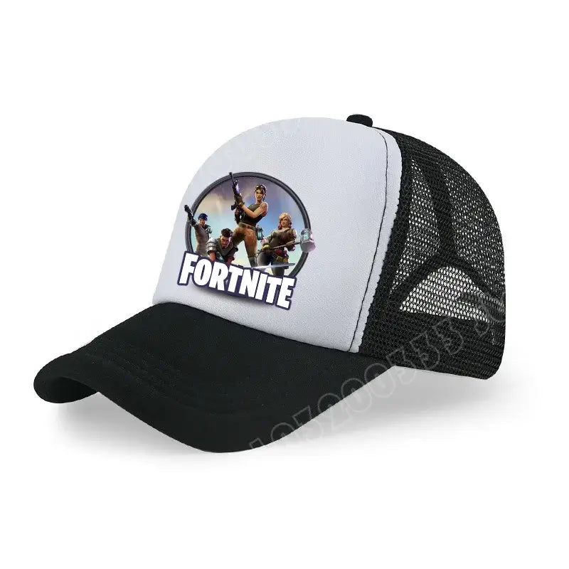 Boné de Basebol Fortnite com Estampa Cartoon do Jogo para Crianças, Boné de Verão em Malha Respirável, Boné Ajustável com Pala, Presente de Aniversário para Crianças