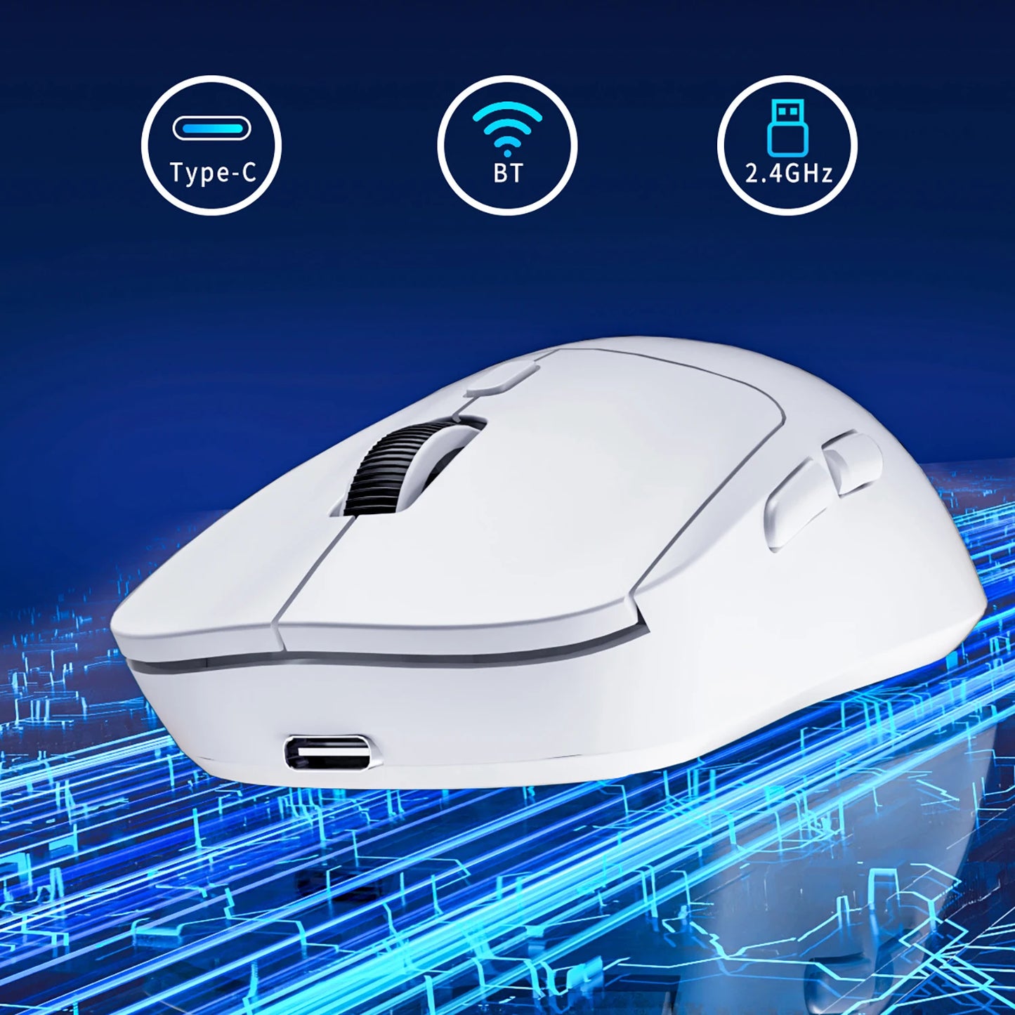 Rato Gaming Bluetooth Recarregável Gamer Paw3395 Leve, Ergonómico e Sem Fios para Esports
