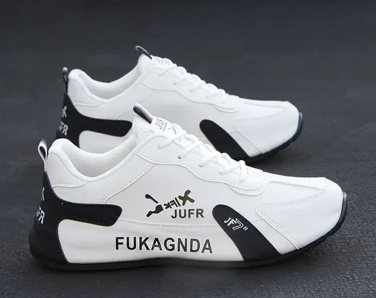 Ténis masculinos em couro PU, impermeáveis, desportivos e casuais; sapatos leves, respiráveis, planos e antiderrapantes; Zapatillas Hombre