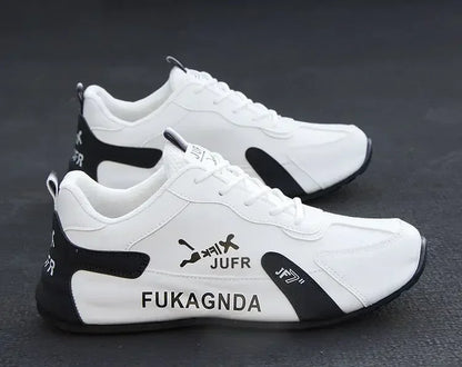 Ténis masculinos em couro PU, impermeáveis, desportivos e casuais; sapatos leves, respiráveis, planos e antiderrapantes; Zapatillas Hombre