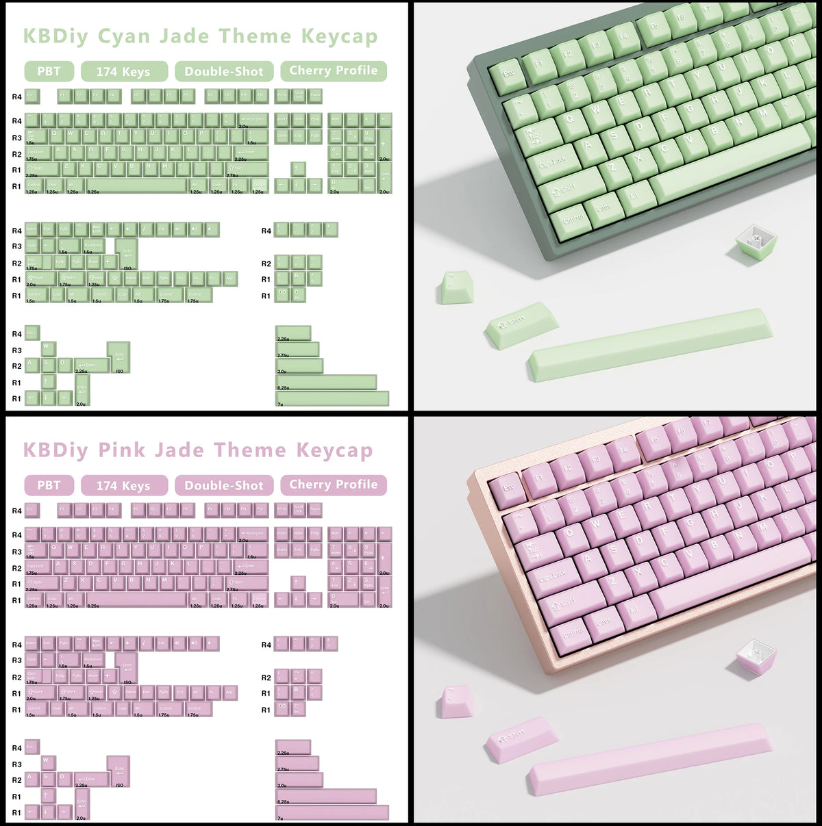 KBDiy GMK MarrsGreen Keycap teclas ISO de PBT double shot con perfil Cherry para kit DIY de teclado mecánico gamer Gaming Point KeyCap