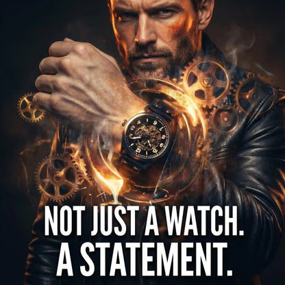 LONGLUX men automatic watch vintage pilot tough guy mechanical watches skeleton waterproof luminous leather gift