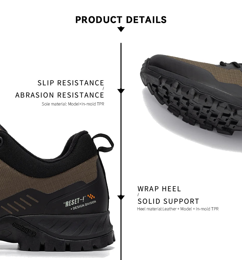 Baasploa Men's New Hiking Shoes Outdoor Waterproof Wear-Resistant Non-Slip Sneakers Male Casual Lightweight Lace-Up Walking Shoes