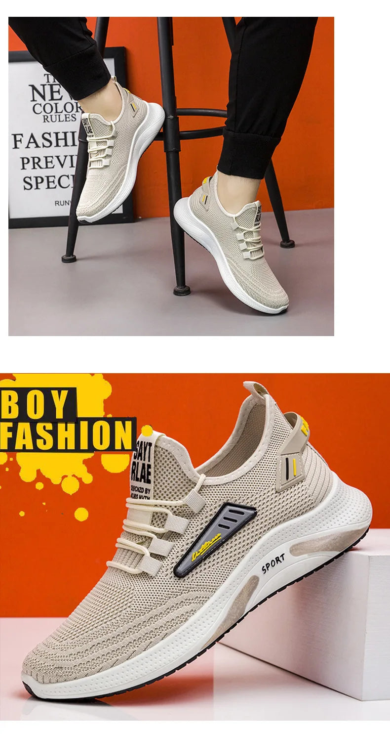 Hot Sale Of The Season New Men's Running Shoes Breathable Lightweight Knitted Lace-Up Sports Sneakers Fashionable Korean Styl...