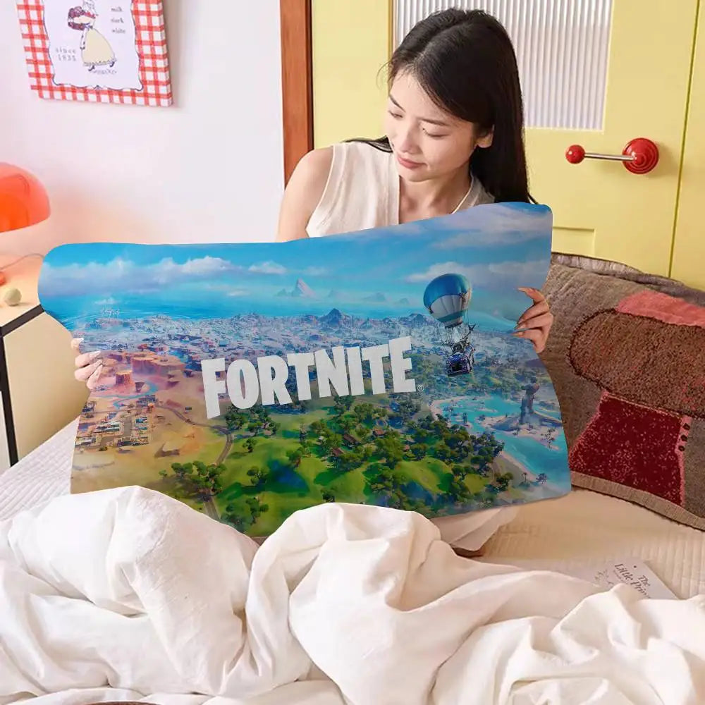 Toalha de almofada antiderrapante premium Cartoon Game F-FortniteS em poliéster de secagem rápida, com fronha antiderrapante segura.
