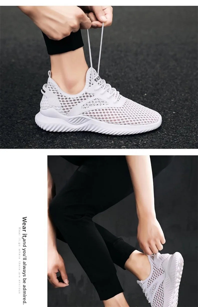 Breathable Mesh Running Shoes Men's Low Cut Slip-On Sports Sneakers Flat Heel Lightweight Comfortable Unisex Trainers
