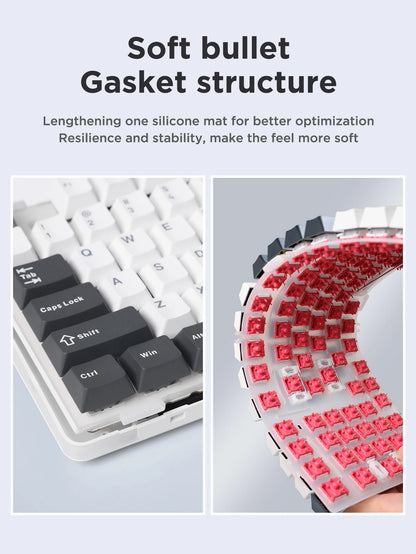 Original AULA F87 Pro Mechanical Keyboard Wireless USB Bluetooth Tri Mode 87 Key RGB PBT Gasket Laptop Gamer PC Gaming Keyboards