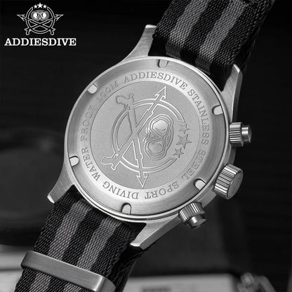 ADDIESDIVE 2025 Novo Relógio Masculino Panda Eye Retro de Luxo VK64 Quartz, Cronógrafo Desportivo para Homem, 100M Impermeável, Luminoso