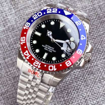 Relógio de Homem Automático Miyota8215 Impermeável 200m, Relógio de Mergulho 40mm com Movimento Mecânico, Luminoso, Bracelete Jubilee e Fecho Glide Lock