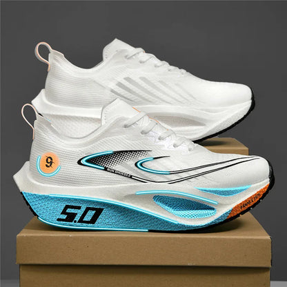 FourSeasons Men's Sports Sneakers CarbonPlate Running Shoe，Breathable Marathon Racing Comfortable Athletics Training Shoes Walki