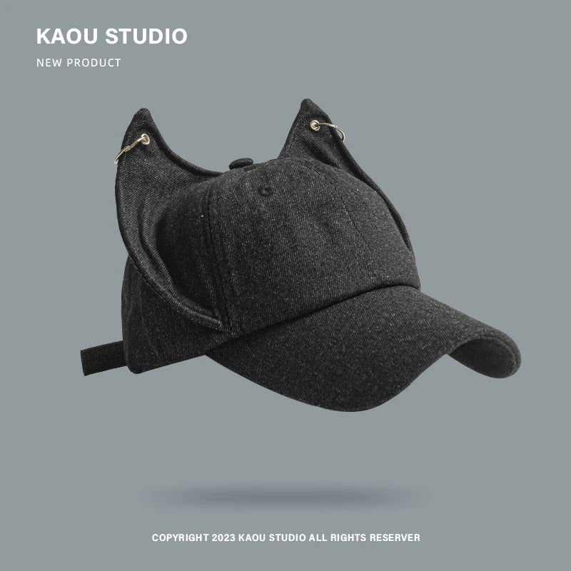 Casquette de baseball cowboy tendance « Niche Y2k Personality » avec oreilles de renard mignonnes, boucle métallique, visière ajustable, pour homme et femme, style hip-hop