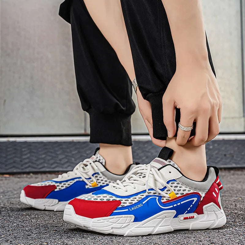 Scarpe sportive da uomo estive in rete, casual e alla moda, con lacci, scarpe da passeggio, nuove, per giovani, comode per gli spostamenti quotidiani, versatili, sneakers