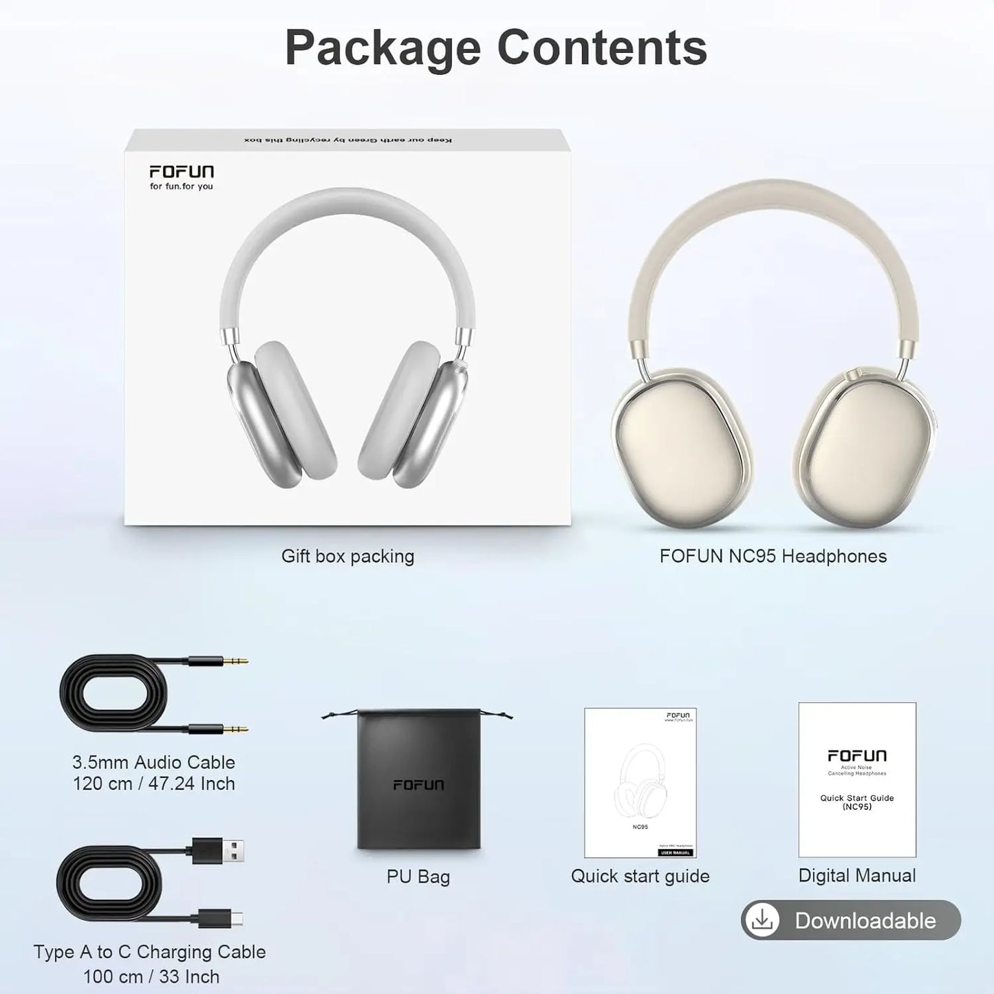 Hybrid Active Noise Cancelling Headphones Bluetooth 6.0 Wireless Over Ear Headphones with Hi-Res Audio, Deep Bass, Transparency Mode, ANC Headset